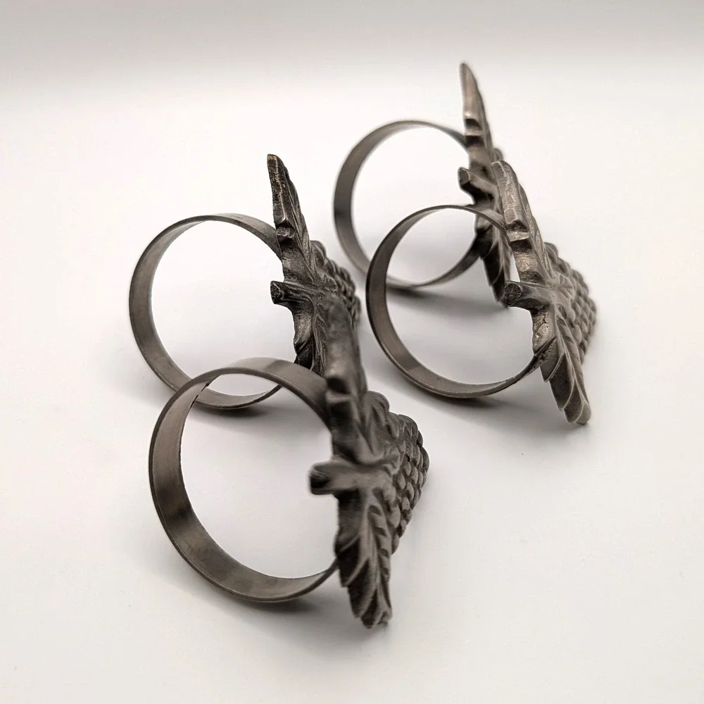 Pewter Grape Cluster Napkin Rings Set of 4 Metal Vineyard Harvest Table Decor